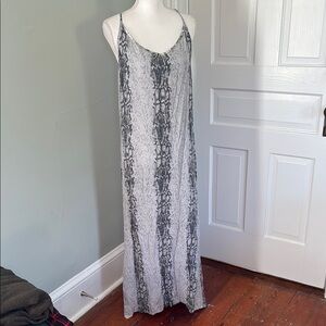 Free People Gray and White Snake Print Maxi Dress Sequins Size S